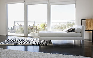 white day bed near glass window HD wallpaper